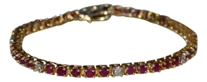 The Lundar: Ladies 14K Yellow Gold Ruby and Diamond Tennis Bracelet