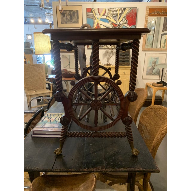 Mid 19th Century 19th Century Claw Foot & Ball Twist Columnar Wheel Motif Side Table For Sale - Image 5 of 13