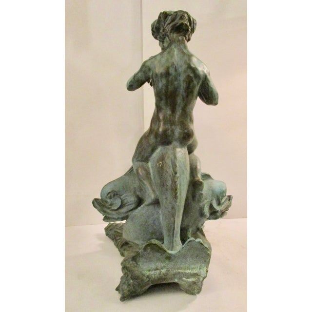 1940s Vintage Alexander Portnoff Cherub on Dolphin Bronze Fountain For Sale - Image 4 of 14