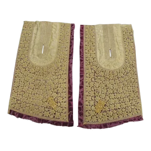 Antique Heavy Gold Persian Embroidered With Metallic Threads Textile Fragments - Set of 2