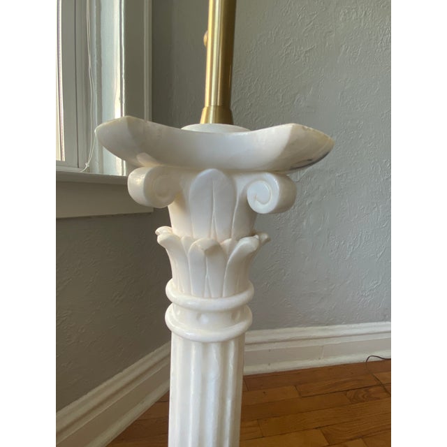 Metal 1960s Marbro Lamp Company Italian Alabaster Greek Column Marble Floor Lamp For Sale - Image 7 of 14