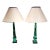Pair Vintage Malachite Stone Lamps With Lapiz Lazuli Accents For Sale