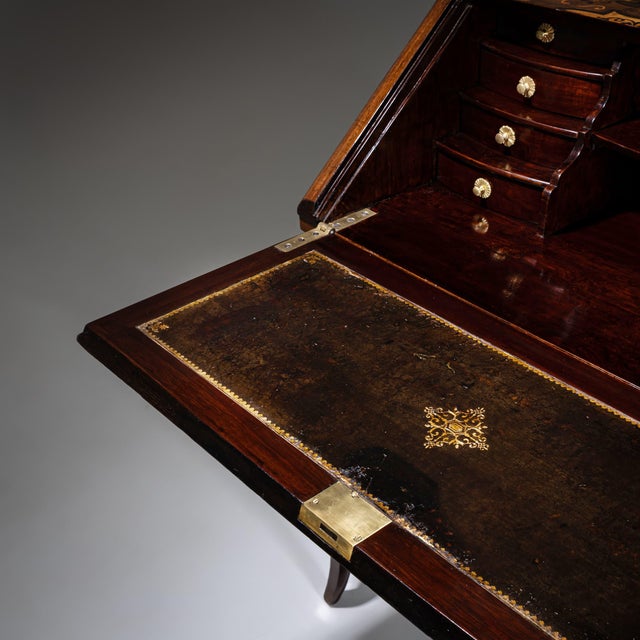 Antique Baroque Fall-Front Secretaire with Marquetry Surface, 1700s For Sale - Image 11 of 18