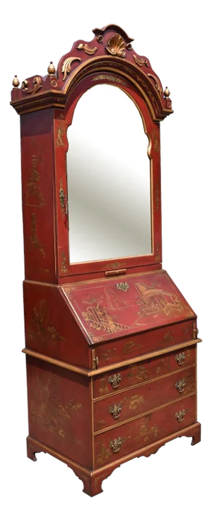 18th Century Lacquer and Gilt Chinoiserie Bureau Bookcase
