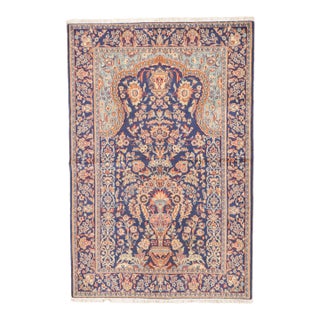 Semi-Antique Hand-Knotted Persian Kashan Rug 4'5" X 6'7" For Sale