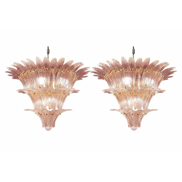 Mid-Century Modern Pink Palmette Murano Glass Chandelier by Simoeng For Sale - Image 7 of 7