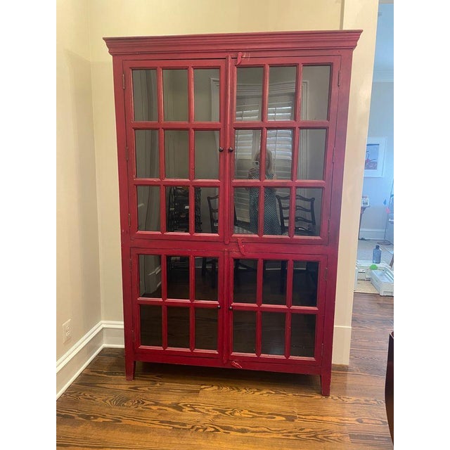 Crate & Barrel Crate & Barrel Rojo Red Tall Cabinet For Sale - Image 4 of 9