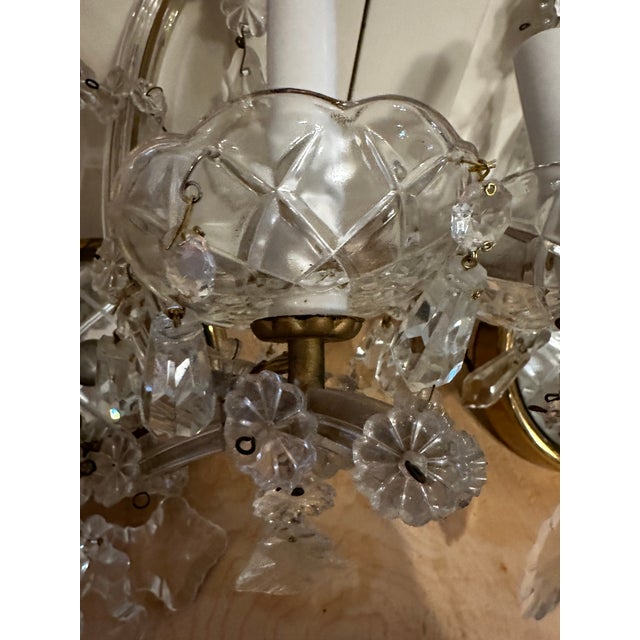1940s Vintage Pair of Two Arm Maria Theresa Wall Sconces With Mirrored Backs. For Sale - Image 5 of 10