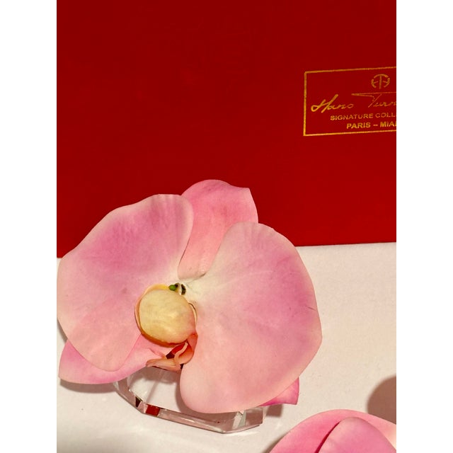 Pink Orchid Napkin Rings by Hans Turnwald- Set of 4 For Sale - Image 9 of 11