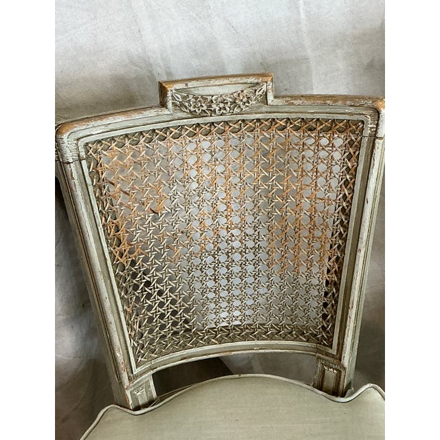 Wood 1980s Set of 5 French Louis XVI Style Caned Dining Chairs in Distressed Finish For Sale - Image 7 of 18