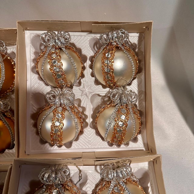 1970s Vintage Hand Blown German Glass Ornaments, Silver and Gold-Set of 15 For Sale - Image 5 of 8
