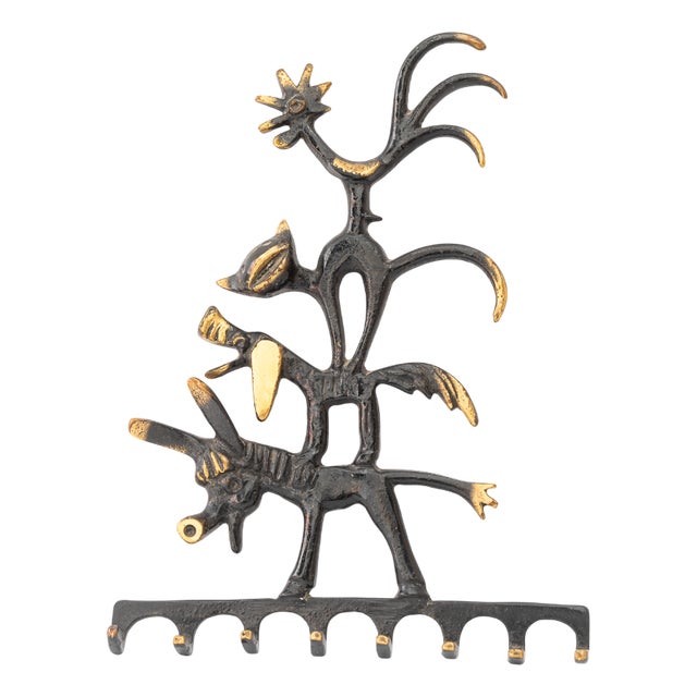 Vintage Austrian Brass Key Hanger by Walter Bosse, 1950 For Sale