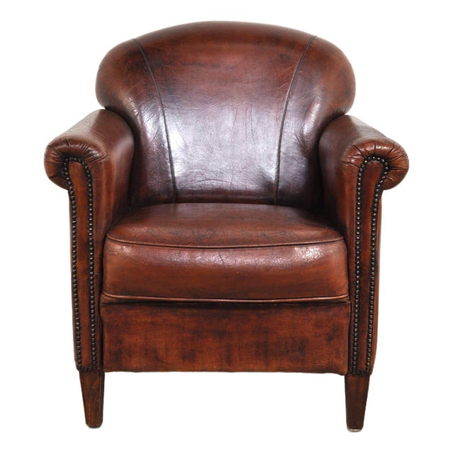 Vintage Armchair in Leather, 1950s For Sale