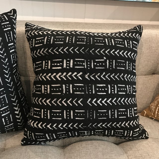 African Mudcloth Throw Pillow in Black Chairish