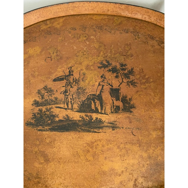 Vintage Italian Hand Painted Tole Collapsible Double Tray Tea Cart Table For Sale - Image 4 of 9