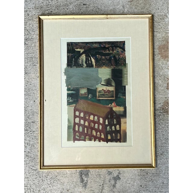 Abstract Vintage Framed Mixed Media Artwork on Paper For Sale - Image 3 of 12