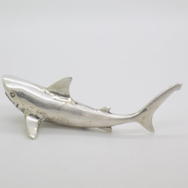 Vintage Italian Handmade Genuine Silver Large Shark Figurine Sculpture, Made in Tuscany (Arezzo) For Sale - Image 6 of 10