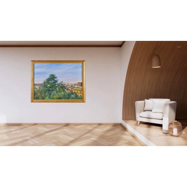 Blue Stephen Kuzma, Landscape of Rome Painting, 1990, Oil on Canvas For Sale - Image 8 of 14