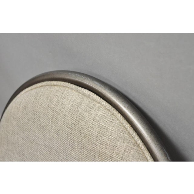 Gray Contemporary Modern Metal Frame Oval Back Upholstered Dining Side Chairs - Set of 4 For Sale - Image 8 of 16