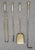 A set of Four Edwardian Cannonball Polished Brass and polished Steel Fire Tools .