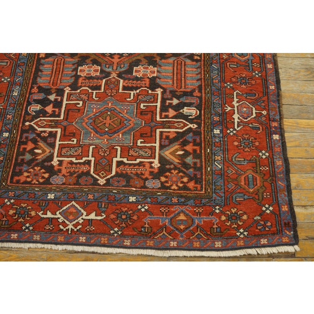 1930s Blue Navy Medallion Antique n.w. Persian Karajeh Rug 4'6" X 6' Handknotted Wool Carpet For Sale In New York - Image 6 of 14