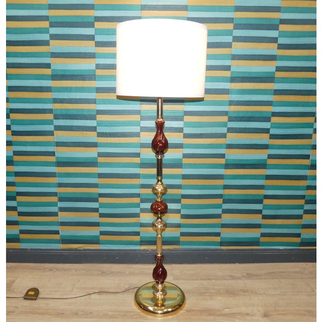 Gold Brass and Ceramic Floor Lamp, 1970s For Sale - Image 8 of 8