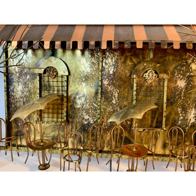 Gold Mid- To Late-20th Century Curtis Jere Brutalist Café Scene Wall Sculpture – Signed For Sale - Image 8 of 9