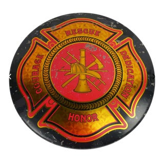 Fire Department Maltese Cross Vintage Domed Sign For Sale