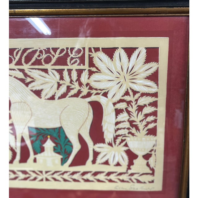 1940s 1940s Vintage Allen Saalburg Paper Cut Eclipse Horse Print, Framed For Sale - Image 5 of 6