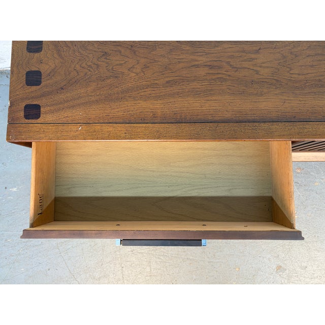 Lane "Tower Suite" Mid-Century Walnut and Rosewood Sideboard For Sale - Image 14 of 16