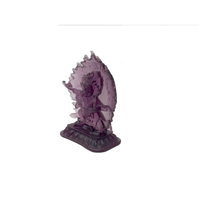 4" Amethyst Purple Crystal Glass Tibetan Guardian Deity Figure For Sale - Image 10 of 10