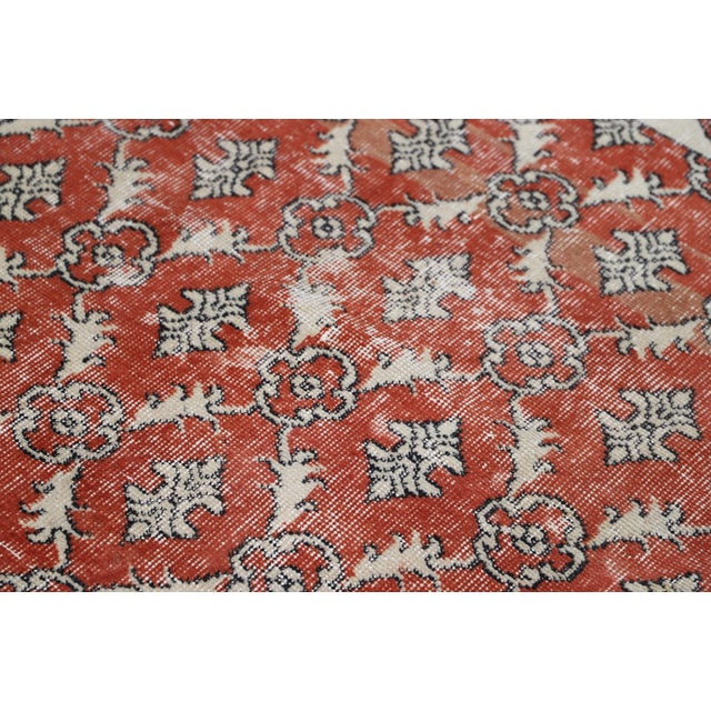 1970s Contemporary Style Floral Design Red Handmade Oushak Rug For Sale - Image 4 of 9