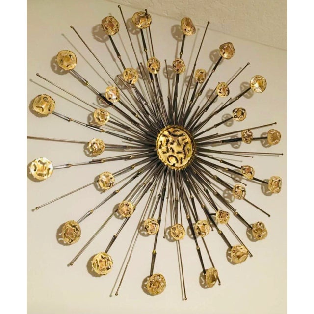 1960s Double Brass Brutalist Sunburst Metal Wall Sculpture Chairish