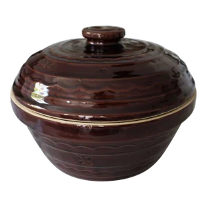Mid-Century Stoneware "Marcrest" Casserole/Dark Brown