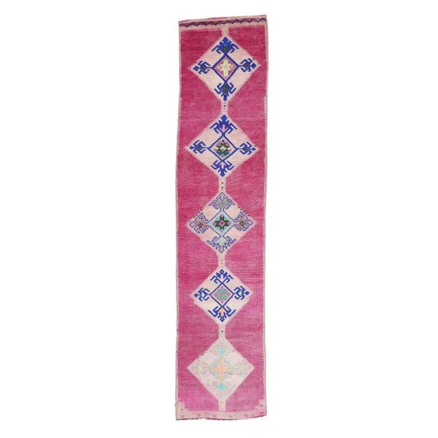 Textile Mid 20th Century Purple Vintage Runner For Sale - Image 7 of 7