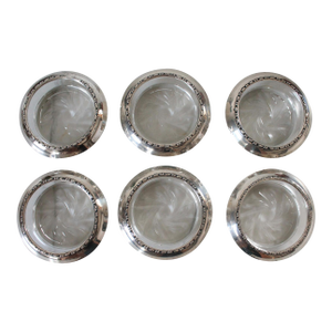 Vintage Amston Sterling Silver and Glass Coasters - S/6