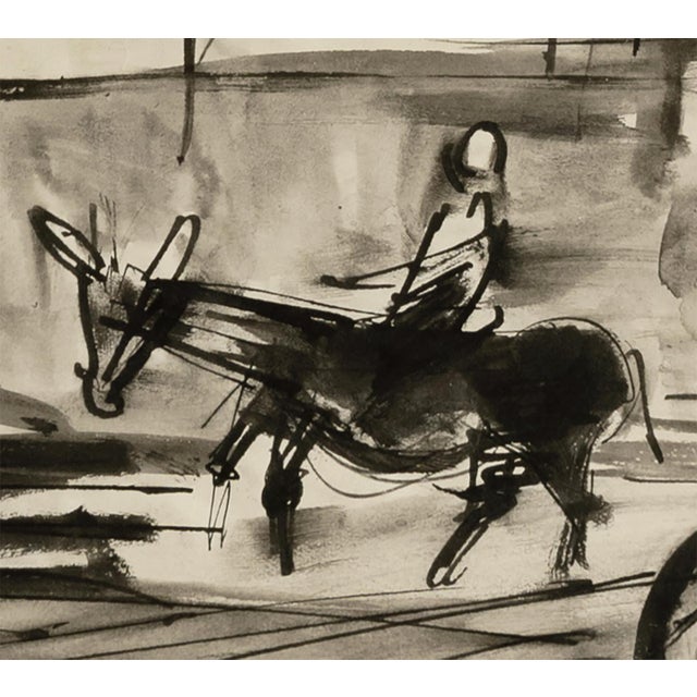 This Mid-Century vintage charcoal is by French artist Edouard Righetti and a beautiful example of Expressionism art in...