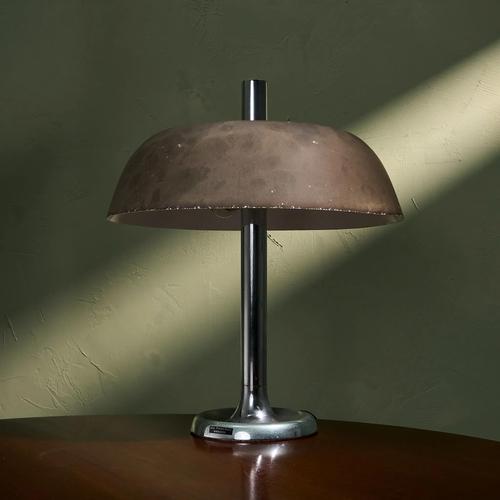 Large Table Lamp with Shade and Chrome-Plated Metal Base by Heinz F.W. Stahl for Hillebrand, Germany, 1960s For Sale - Image 9 of 11