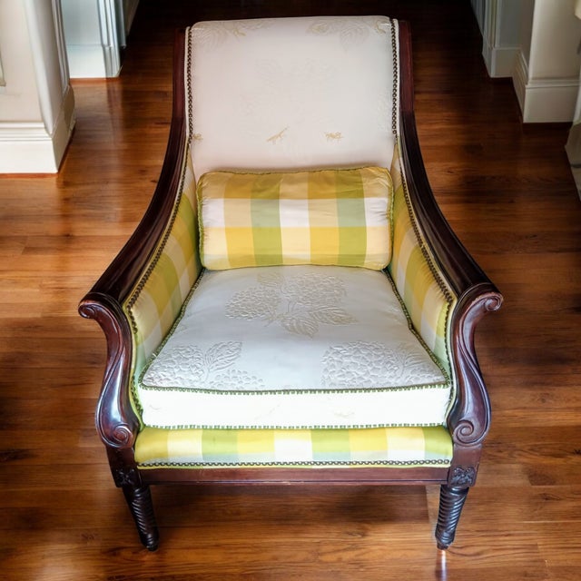 Textile Sam Moore Green & Beige Chairs & Ottoman For Sale - Image 7 of 7