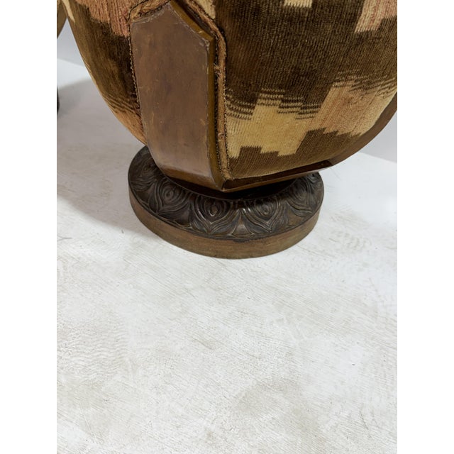 Art Deco Italian Poufs in Walnut and Velvet, 1940, Set of 3 For Sale - Image 9 of 12