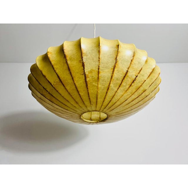 Gold Mid-Century Modern Saucer Cocoon Pendant Lamp, 1960s For Sale - Image 8 of 15