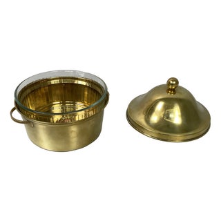 Mid-Century Modern Italian Brass and Glass Tableware Set by Gabriella Crespi, 1950s, Set of 2 For Sale