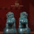 Asian Pair of Vintage Bronze Guardian Lions – "Oriental Awakening Lions" With Flamed Patina For Sale - Image 3 of 8