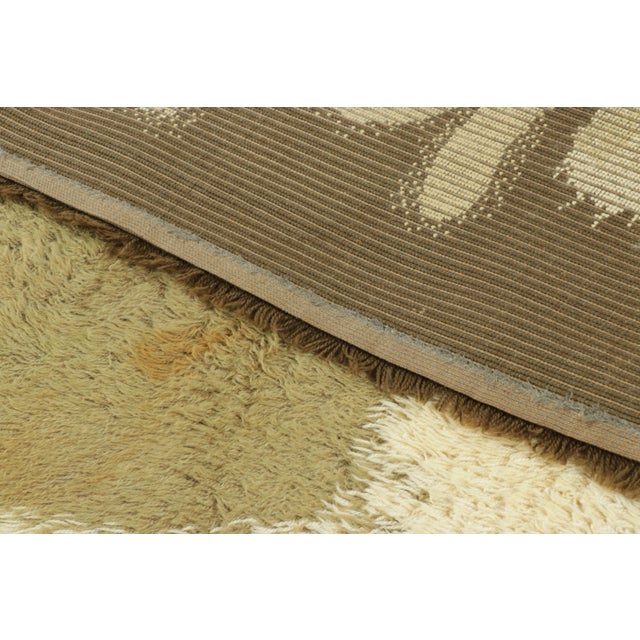 Textile Vintage Swedish Rya Rug in Cream With Earthy Abstract Geometry - Rug & Kilim For Sale - Image 7 of 7