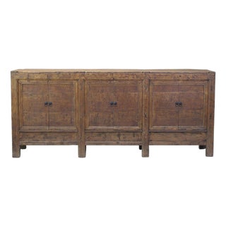 Aged Poplar 3 Door Cabinet For Sale