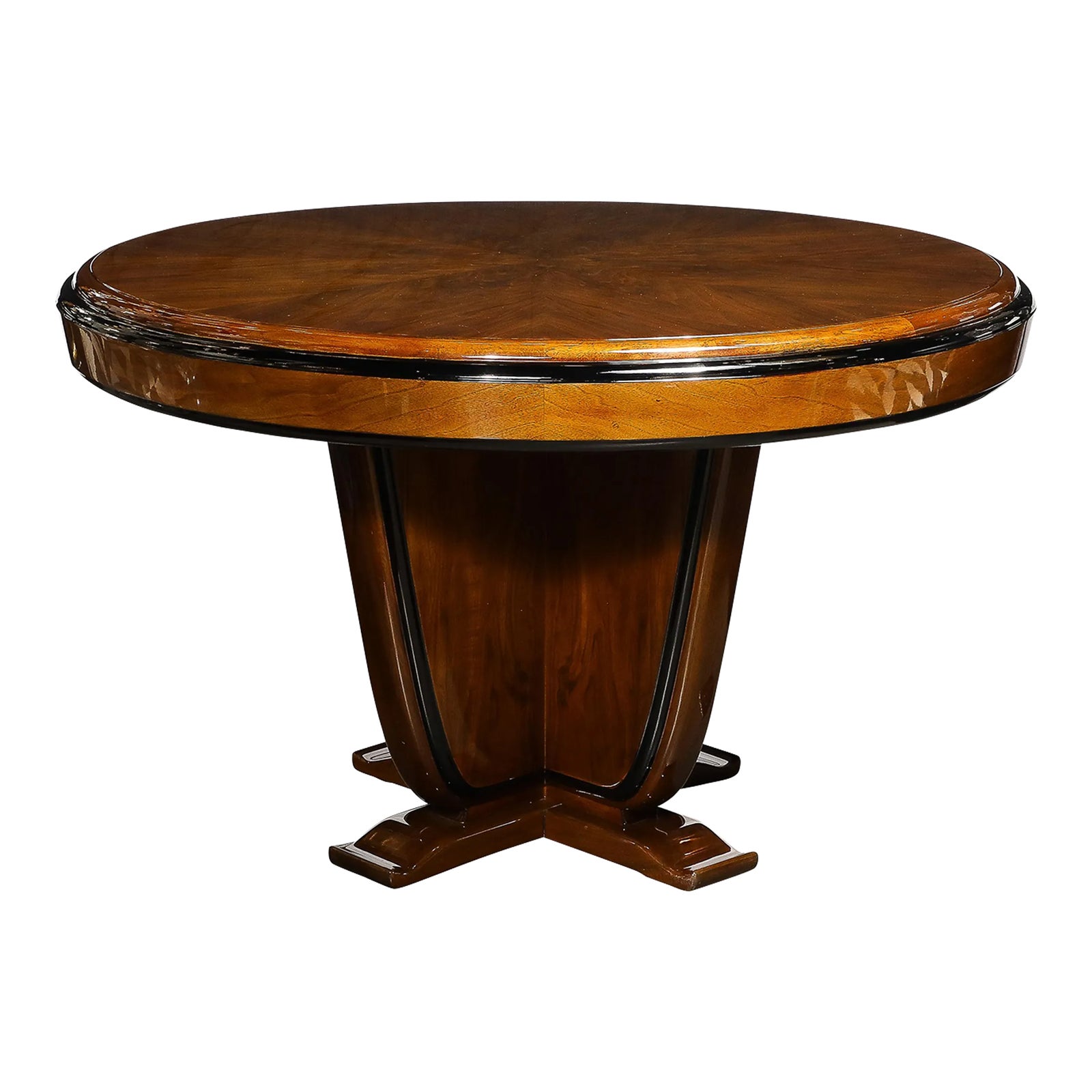 美品  JOURNAL STANDARD FURNITURE ANOR Art Deco Skyscraper Style Bookmatched Walnut & Black Lacquer