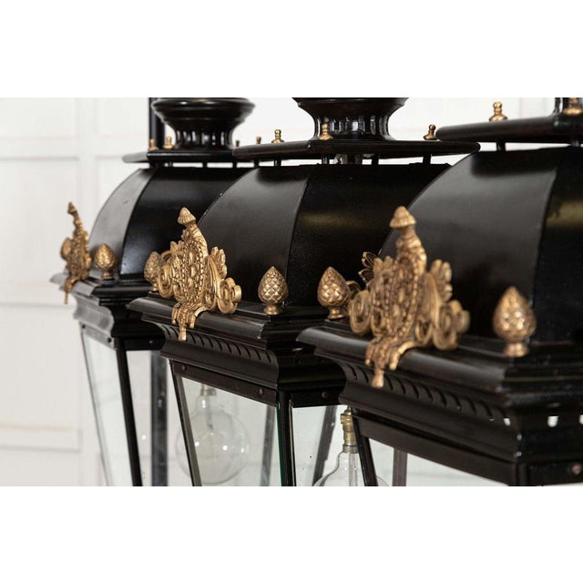 Large French Victorian Style Bronze & Iron Lantern For Sale - Image 4 of 17