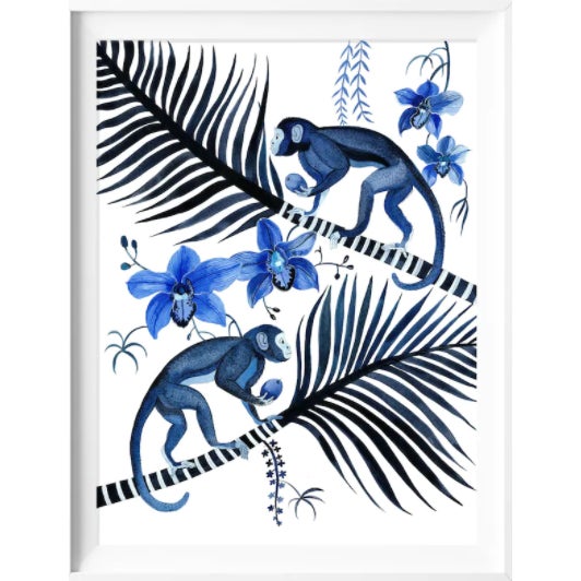 Archival signed print by Australian artist Sally Browne. Custom framed in white wood frame, floating on white mat. Appx...