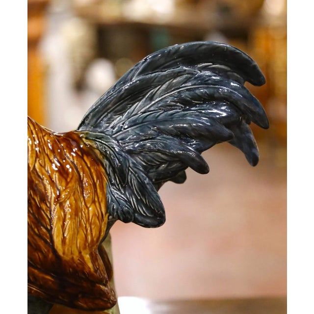 19th Century French Barbotine Rooster Vase by Louis Carrier-Belleuse For Sale - Image 4 of 14