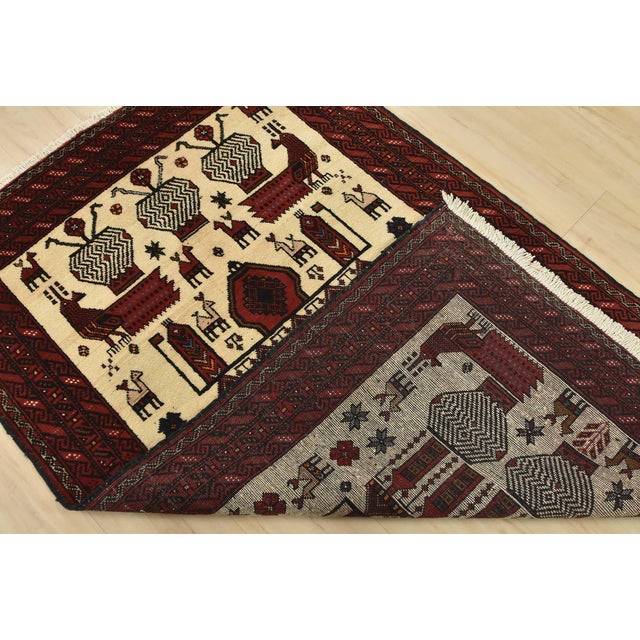 Baloch Rug 3’9” X 5’8” Ivory Wool Vintage Tribal Hand-Knotted Oriental Carpet For Sale - Image 12 of 13
